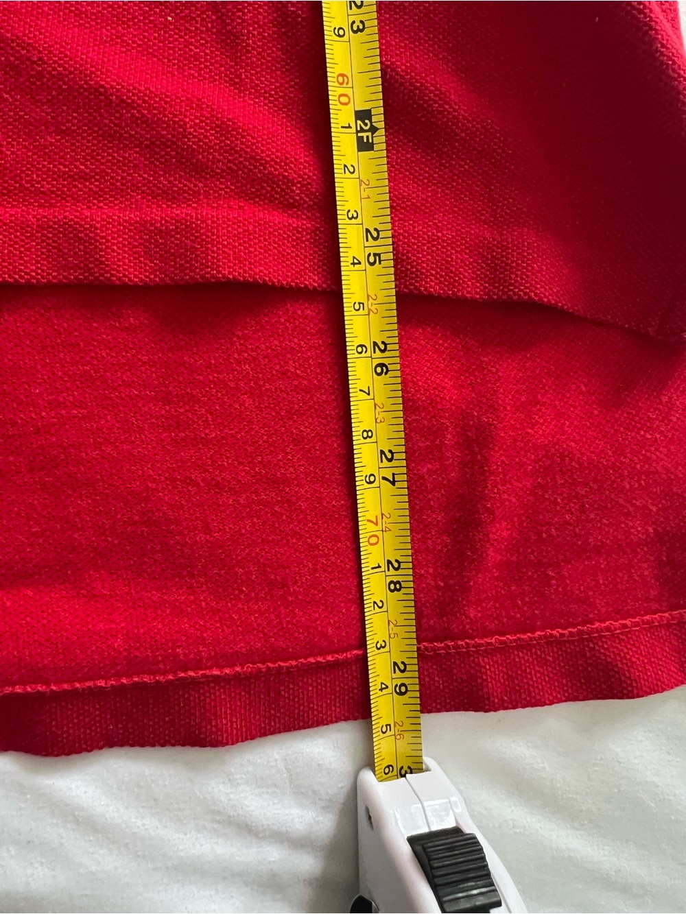 Vintage 1970’s Lacoste Bright Red Polo with Embroidered Crocodile and long tail - Picture 4 of 6